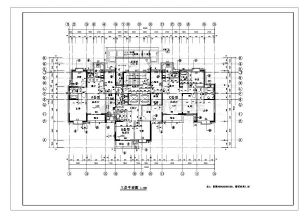 某居民住房楼CAD平面施工图-图二