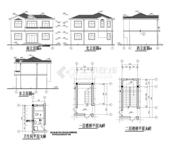 多套别墅建筑CAD平面设计图-图二