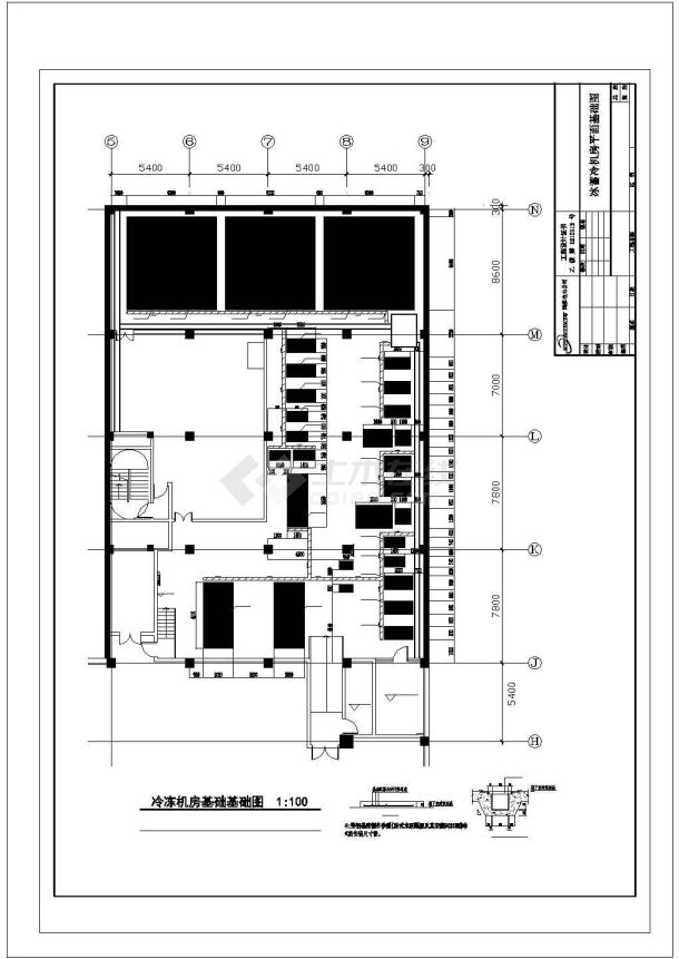 某冰蓄冷机房接管设计参考布置CAD详图-图一