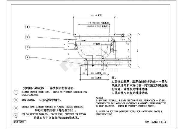 某石材花钵设计参考布置图-图一