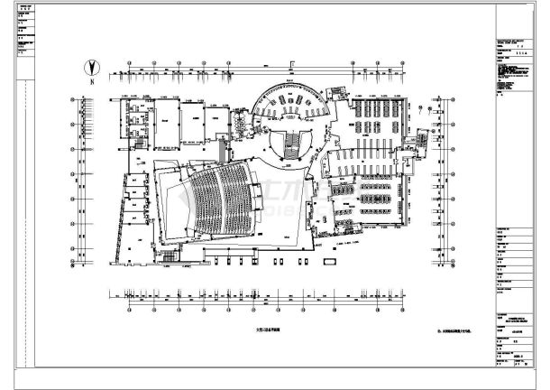 江苏省某市改造大型图书馆整层室内装修cad施工图-图二