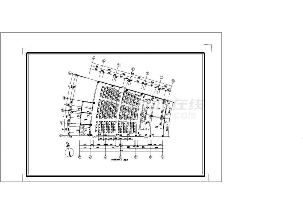南京市某某大学阶梯式大会议室室内装修cad平面施工图-图一
