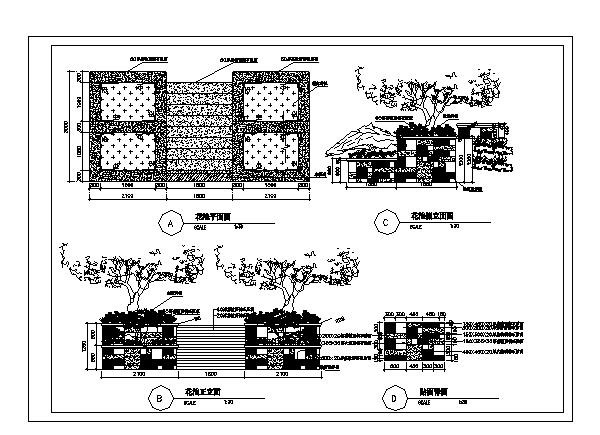 木桥景观亭CAD立面设计图