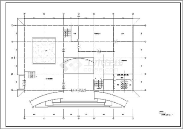 某3层城市展览馆建筑方案设计cad施工图-图一