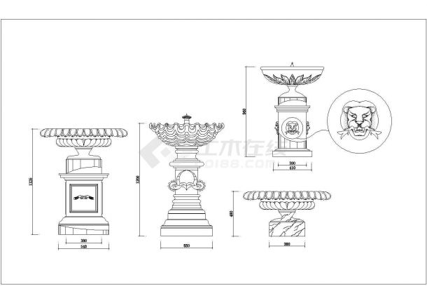 喷泉建筑设计CAD施工图图块-图一