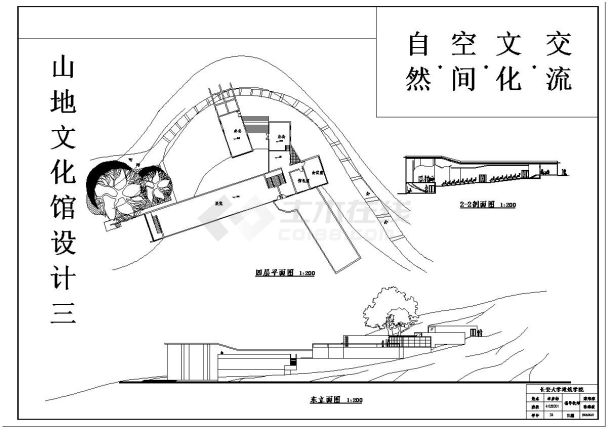 山地文化馆设计平面布置参考详图-图一