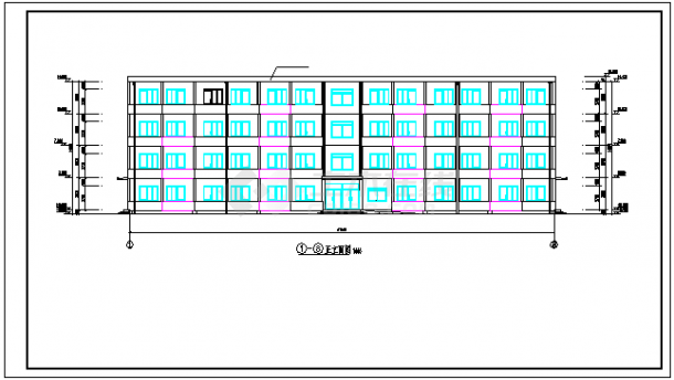 4层 3800平左右宿舍楼cad全套设计（含计算书,建筑图,结构图）-图一
