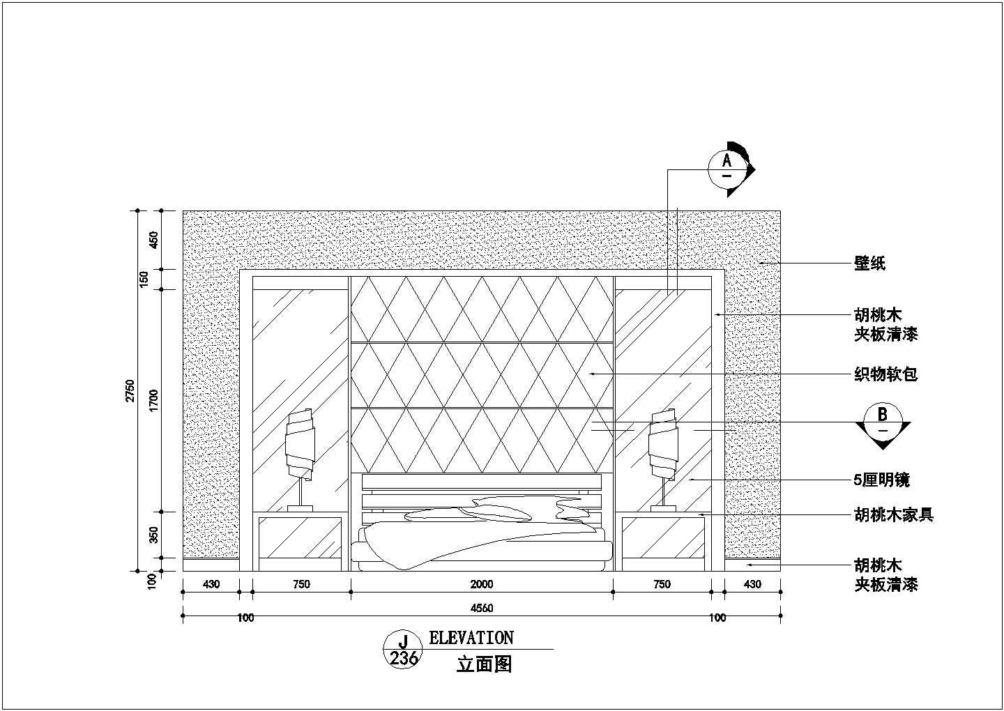 湖北省津门市某区经典三室户型室内装修cad施工图