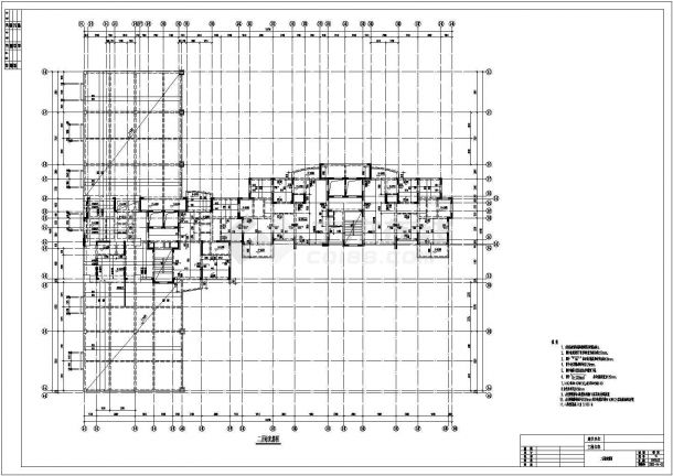 义马市A020号工地框支剪力墙结构住宅楼cad施工设计图纸-图一