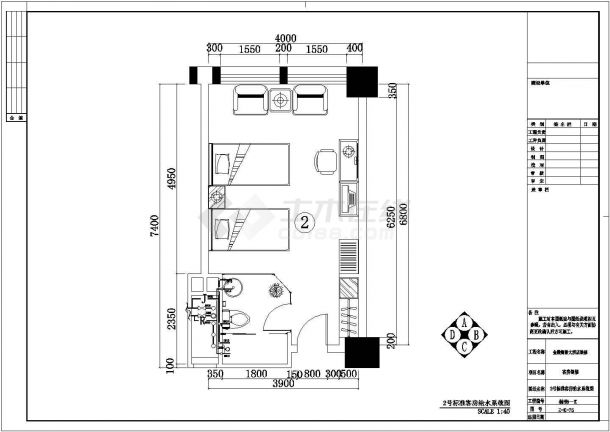 泰州市某五星连锁酒店客房室内装修cad整层平面设计施工图-图二