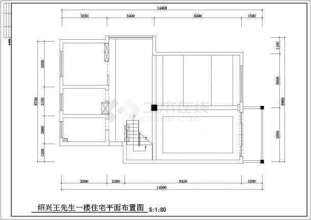 安徽省淮北市市区某某两层家居室内装修cad平面施工图纸-图一