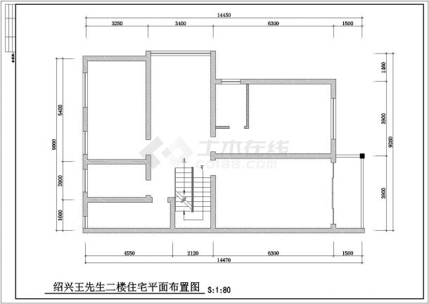 安徽省淮北市市区某某两层家居室内装修cad平面施工图纸-图二