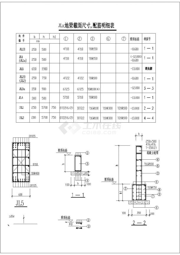  A complete set of structural construction drawings of a multi-storey frame structure commercial building design cad - Figure 1