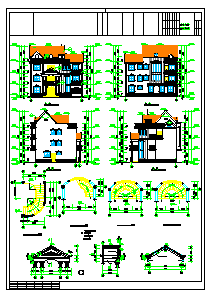 某三层欧式度假别墅建筑施工图纸（含效果图）-图二