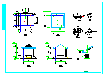 亭、长廊、围墙等建筑结构cad设计施工图