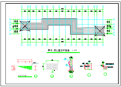 亭廊组合建筑设计cad施工图-图一