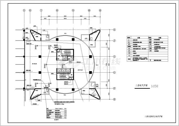 某地豪华商场大空间灭火控制系统全套设计cad图纸(含二层电气平面图)-图一