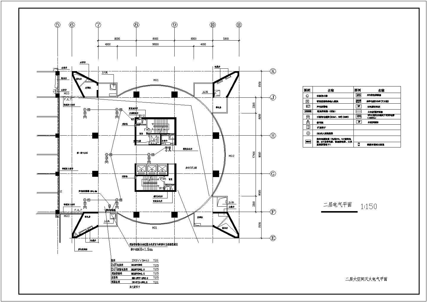 某地豪华商场大空间灭火控制系统全套设计cad图纸(含二层电气平面图)