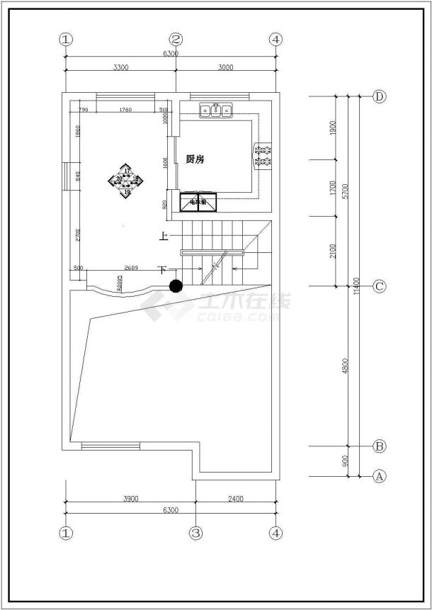 吉林省大安市设计装修两层自建别墅装饰装修cad平面施工图-图一