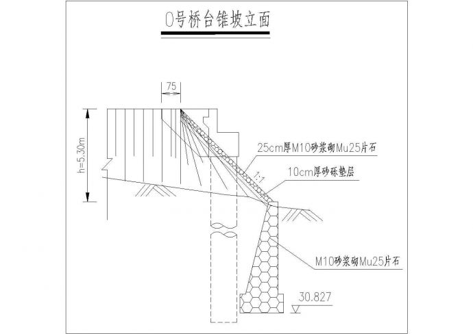 某锥坡及台前护坡构造施工参考CAD详图_图1