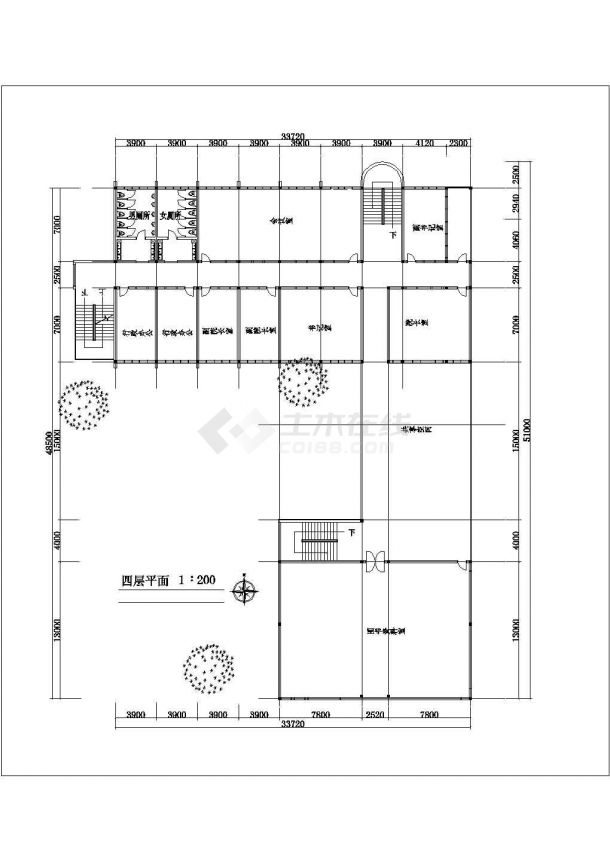徐州某学校5150平4层框架结构教学综合楼建筑设计CAD图纸（含效果图）-图一
