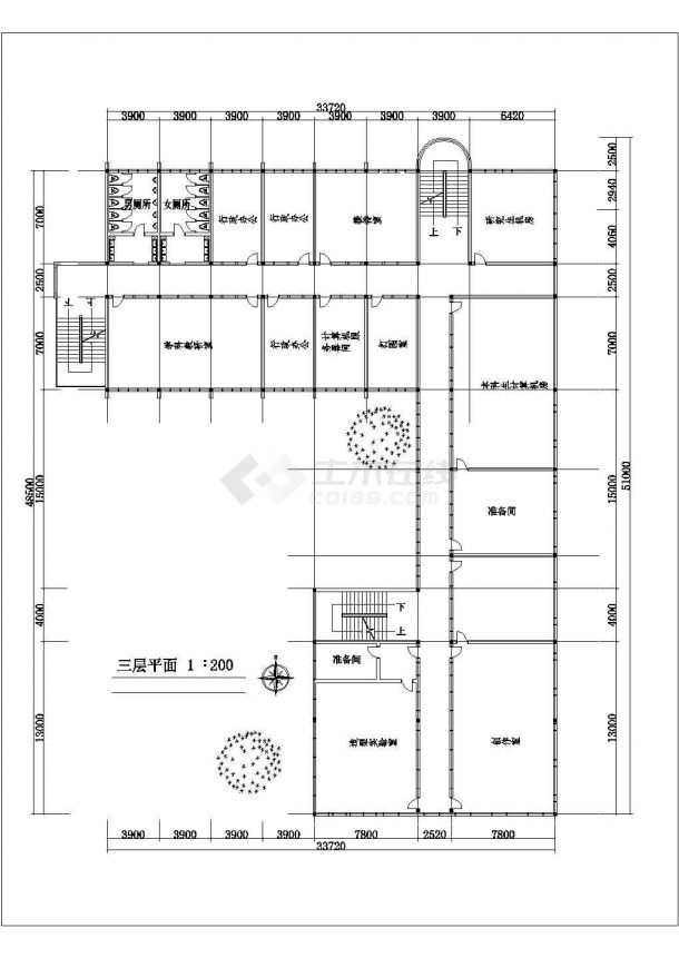 徐州某学校5150平4层框架结构教学综合楼建筑设计CAD图纸（含效果图）-图二