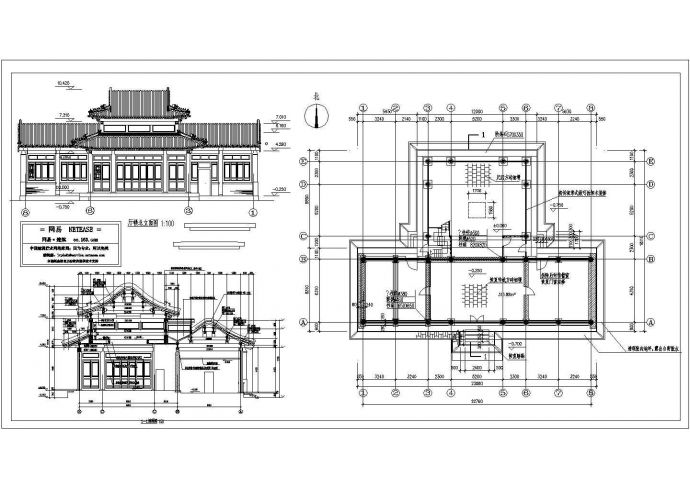 某古建厅楼CAD园林设计构造方案图_图1