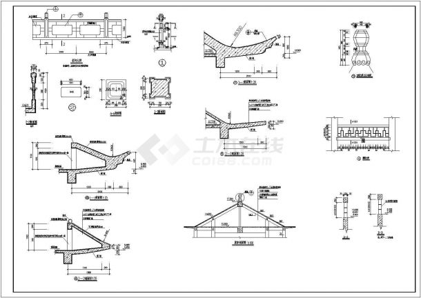 某三层古建CAD景观设计施工大样图-图二