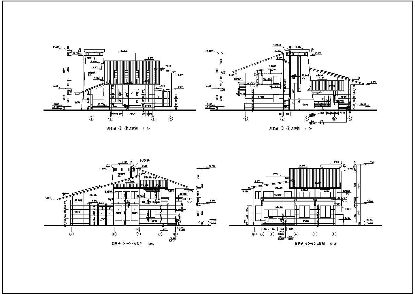 某藏式别墅CAD建筑设计完整施工图