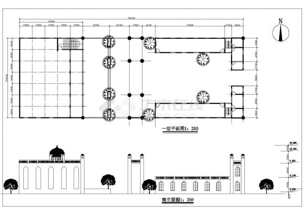 某清真寺CAD建筑设计构造方案图-图一