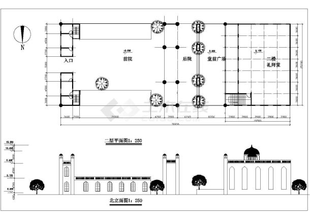 某清真寺CAD建筑设计构造方案图-图二