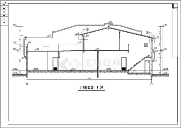 舟山市某度假村2层砖混结构四合院式民宿住宅楼建筑设计CAD图纸-图一