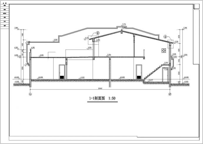 舟山市某度假村2层砖混结构四合院式民宿住宅楼建筑设计CAD图纸_图1
