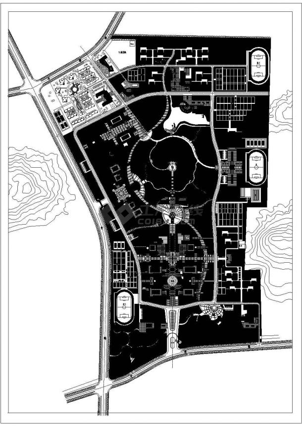 某学院总体CAD详细设计完整平面规划图纸-图一