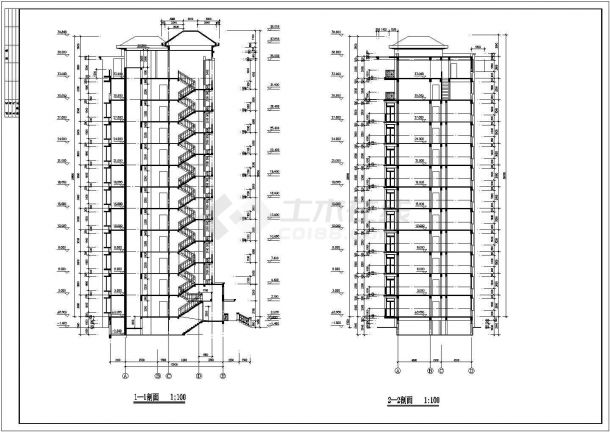 北京市丰台区某鑫苑花园小区11+1层框架结构住宅楼建筑设计CAD图纸-图一