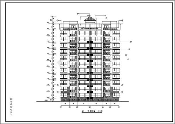 沈阳市锦园花园小区11层框架结构住宅楼建筑设计CAD图纸（含跃层）-图二