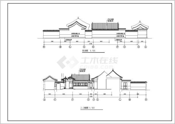 某郊区四合院CAD框架结构设计完整图纸-图二