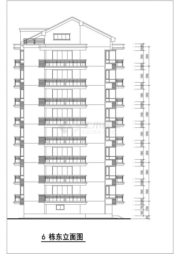抚顺市某社区8层框架结构住宅楼平立面设计CAD图纸（含阁楼和架空层）-图二