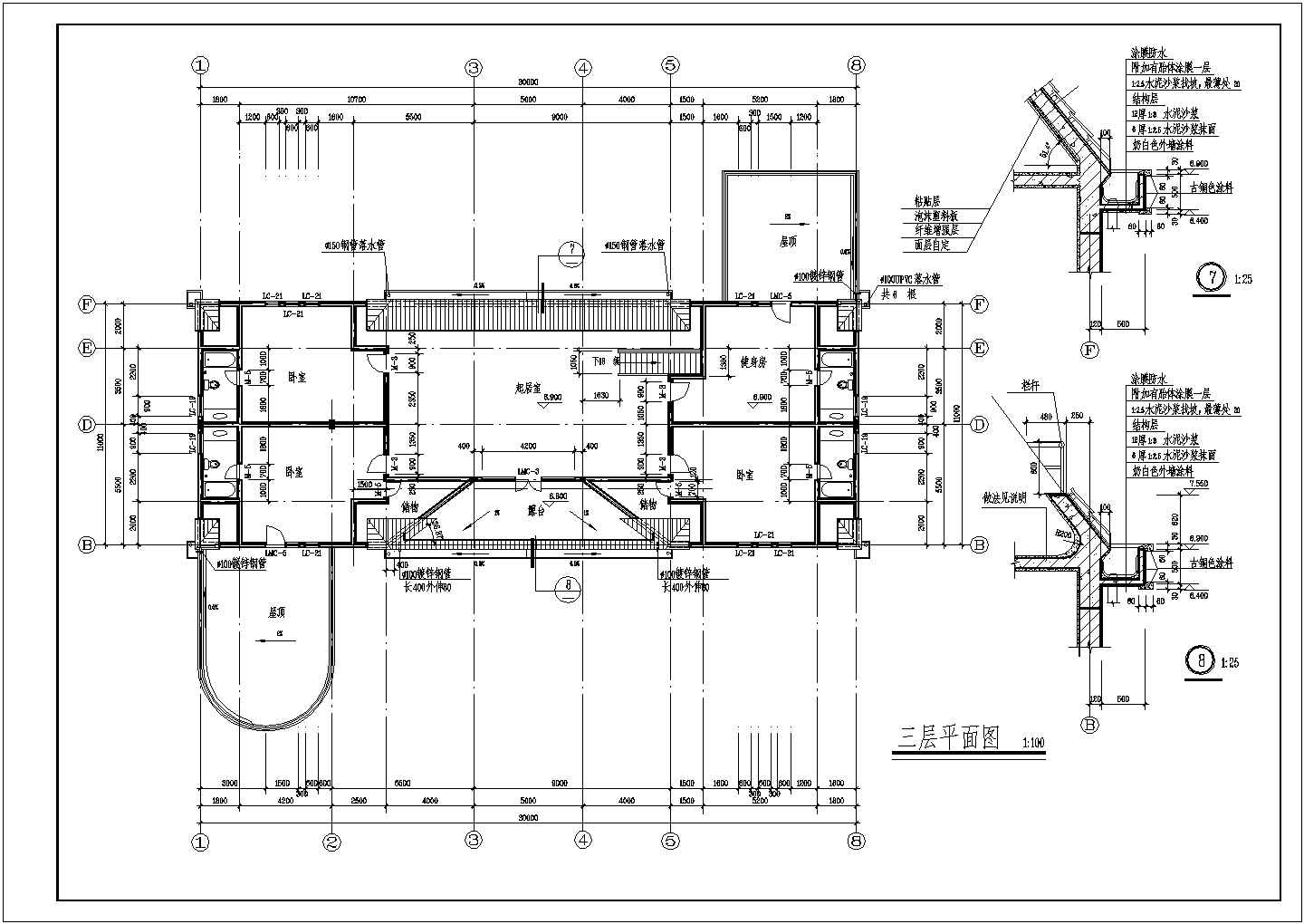 某豪华别墅建筑CAD完整大样详细施工图