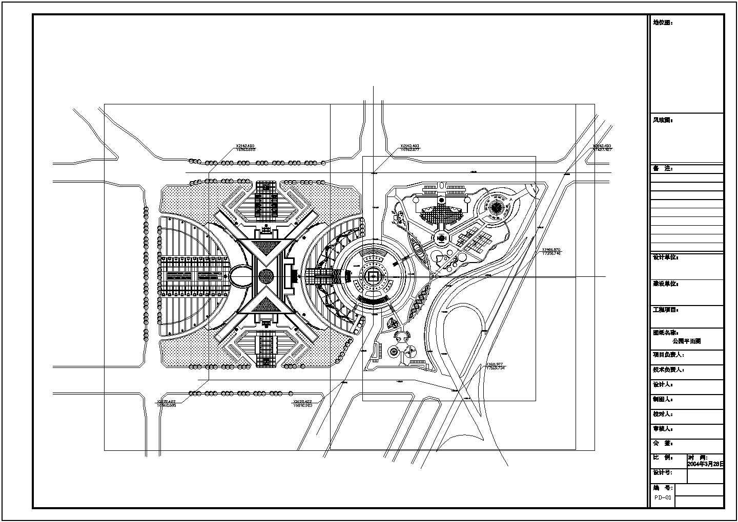 某大型科技公园CAD园林详细设计完整构造图