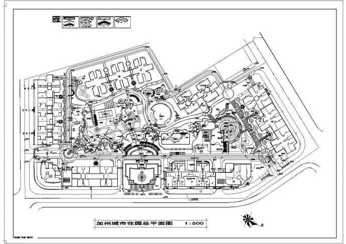 某聚湖半岛花园小区CAD详细建筑施工完整规划图_图1
