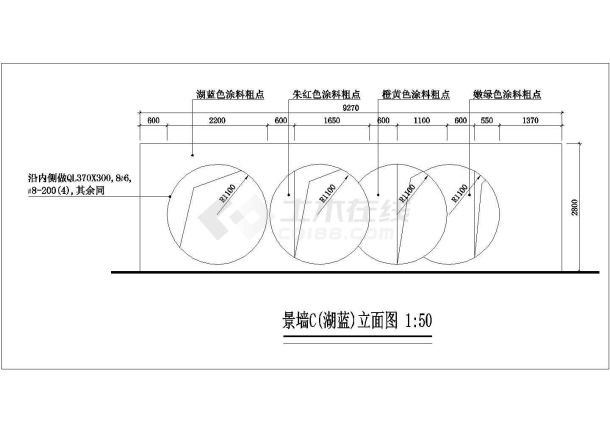 某地区景墙设计参考cad详图-图一