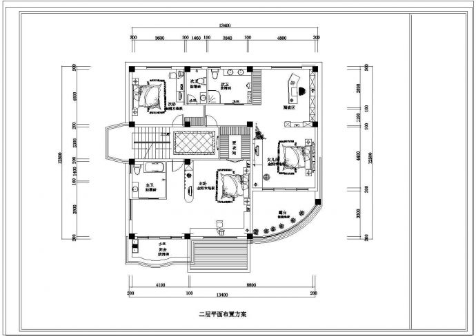 某山庄双层别墅室内装修CAD设计构造完整图_图1