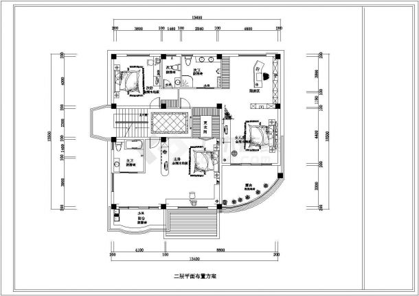 某山庄双层别墅室内装修CAD设计构造完整图-图二