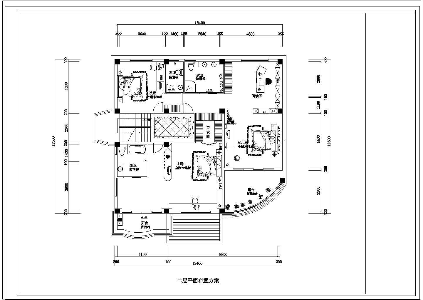 某山庄双层别墅室内装修CAD设计构造完整图