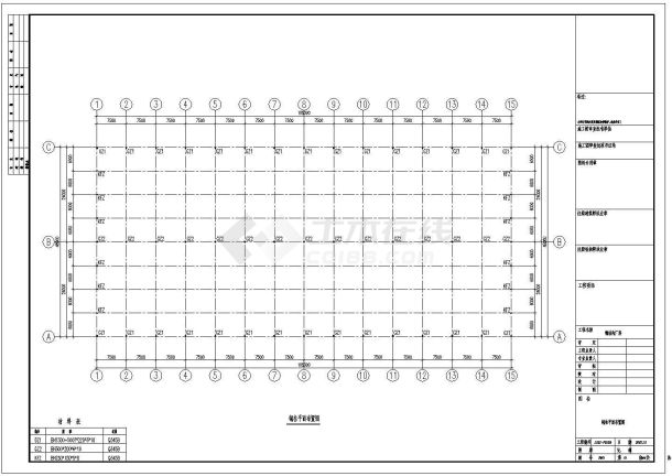 某公司单层单跨钢结构生产车间设计cad全套结构施工图-图二