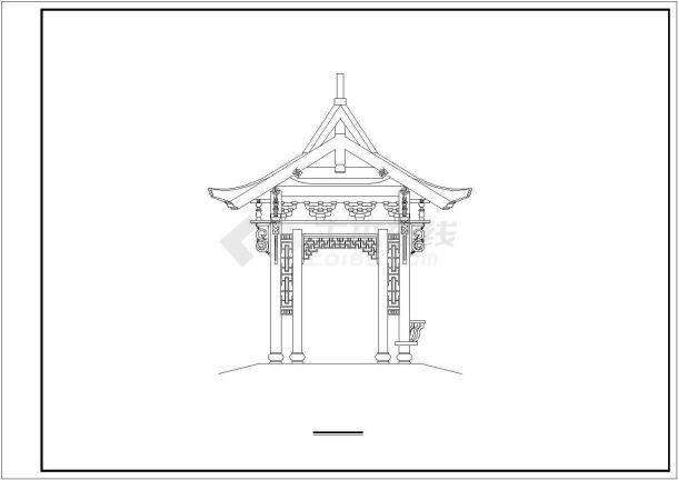 某亭廊建筑CAD全套完整大样施工图-图二