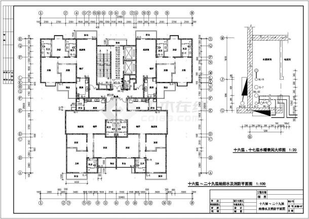 某地区住宅楼给排水设计CAD施工图（标注详细）-图一