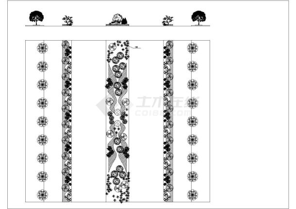 某地段道路绿化平面设计CAD图-图一