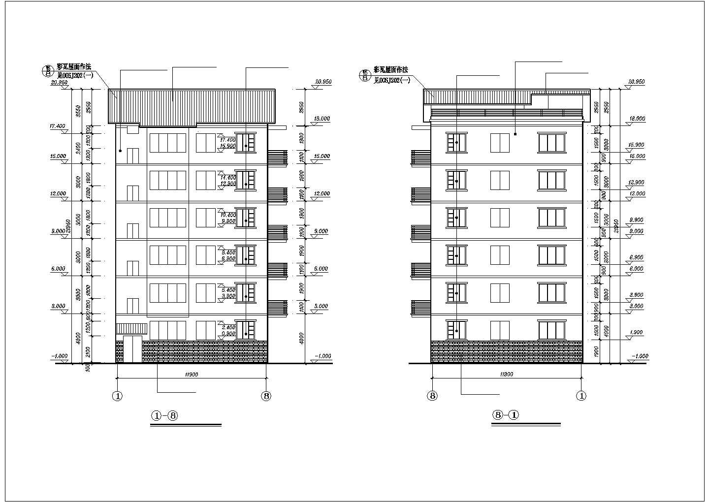 六层砖混结构建筑施工图